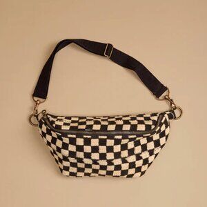 Jenna Bee Black & Cream Checkered Sling Bag NWT